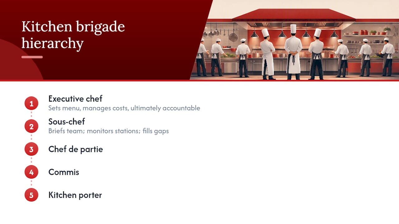 Kitchen brigade hierarchical chain of command